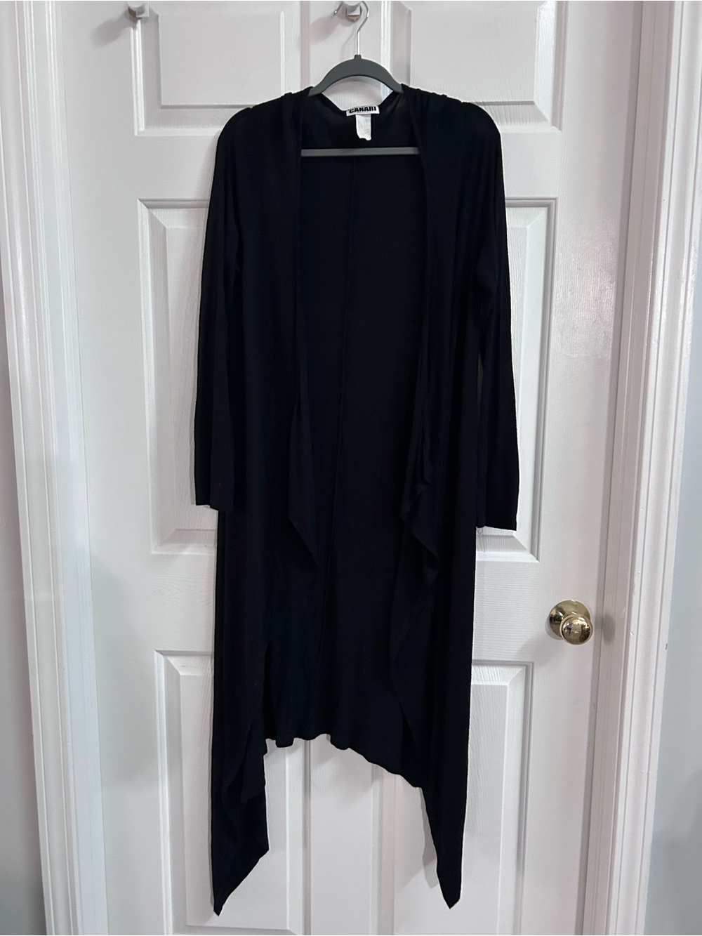 Canari Black Open Front Draped Cardigan
